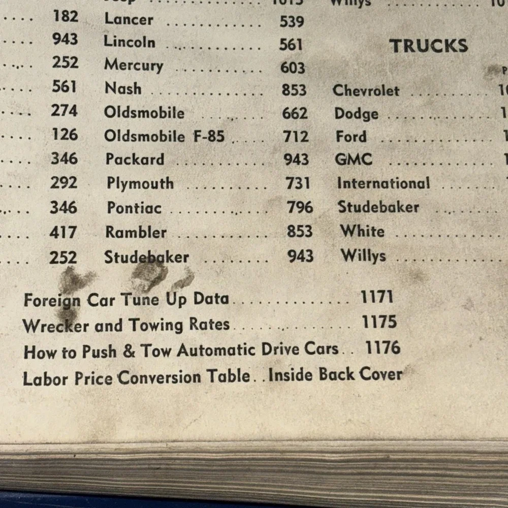 Motor's Flat Rate & Parts Manual 1961 33rd Ed Original Auto Shop Guide